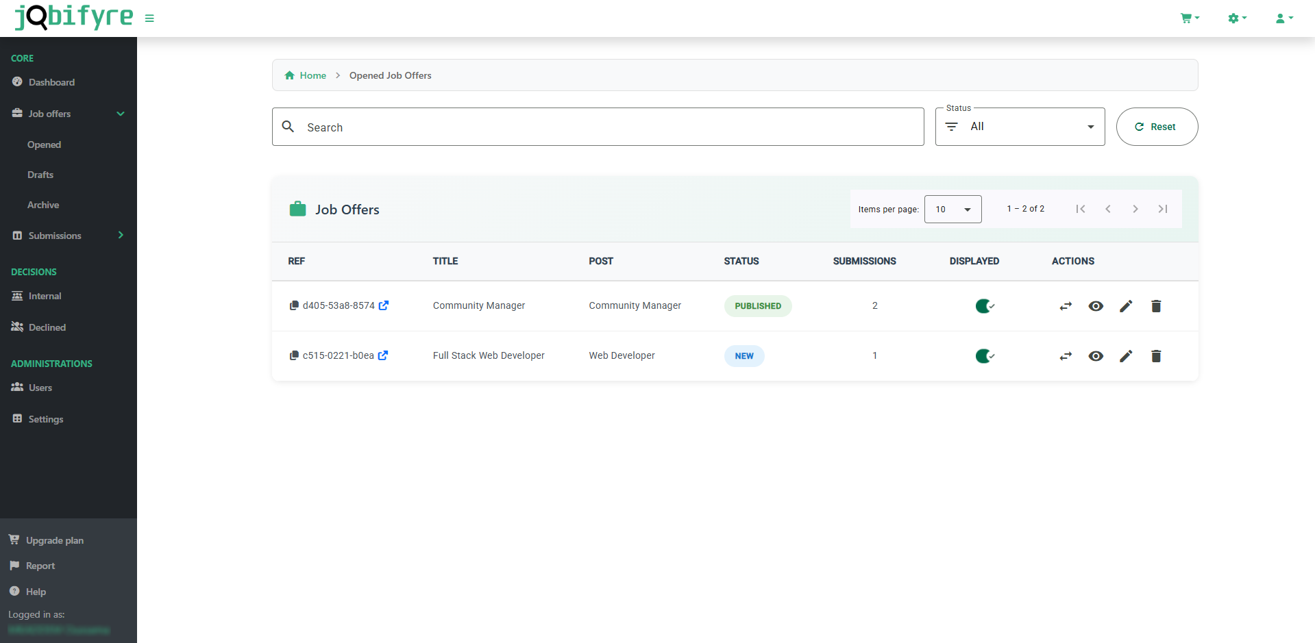 Job Offers Management